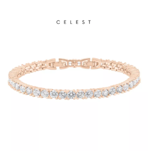 Celest - Crux Rose Gold Tennis Bracelet Jewelry (Adjustable) | Perhiasan Asli Gelang Emas Plated